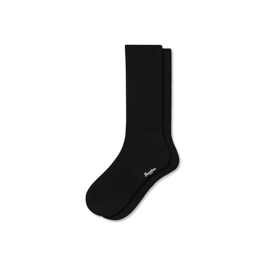 Men's Merino Cashmere Blend Fine Rib Calf Socks - All Day Fit