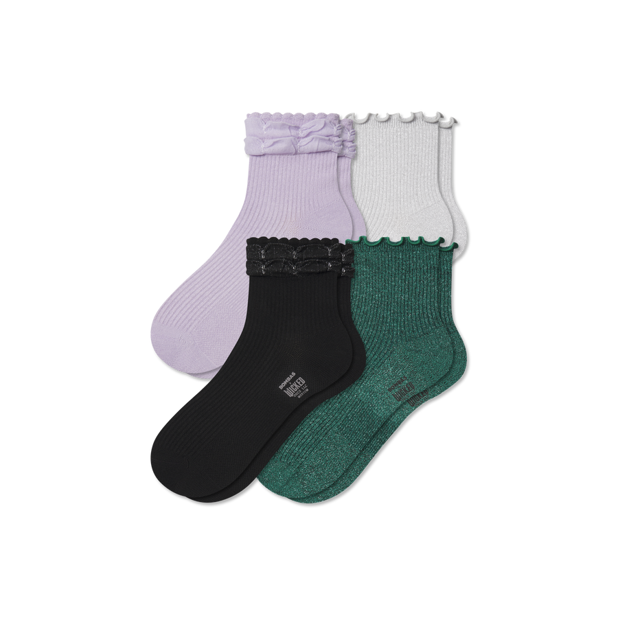 Wicked x Bombas Ruffle Quarter Sock 4-Pack - Classic Ready