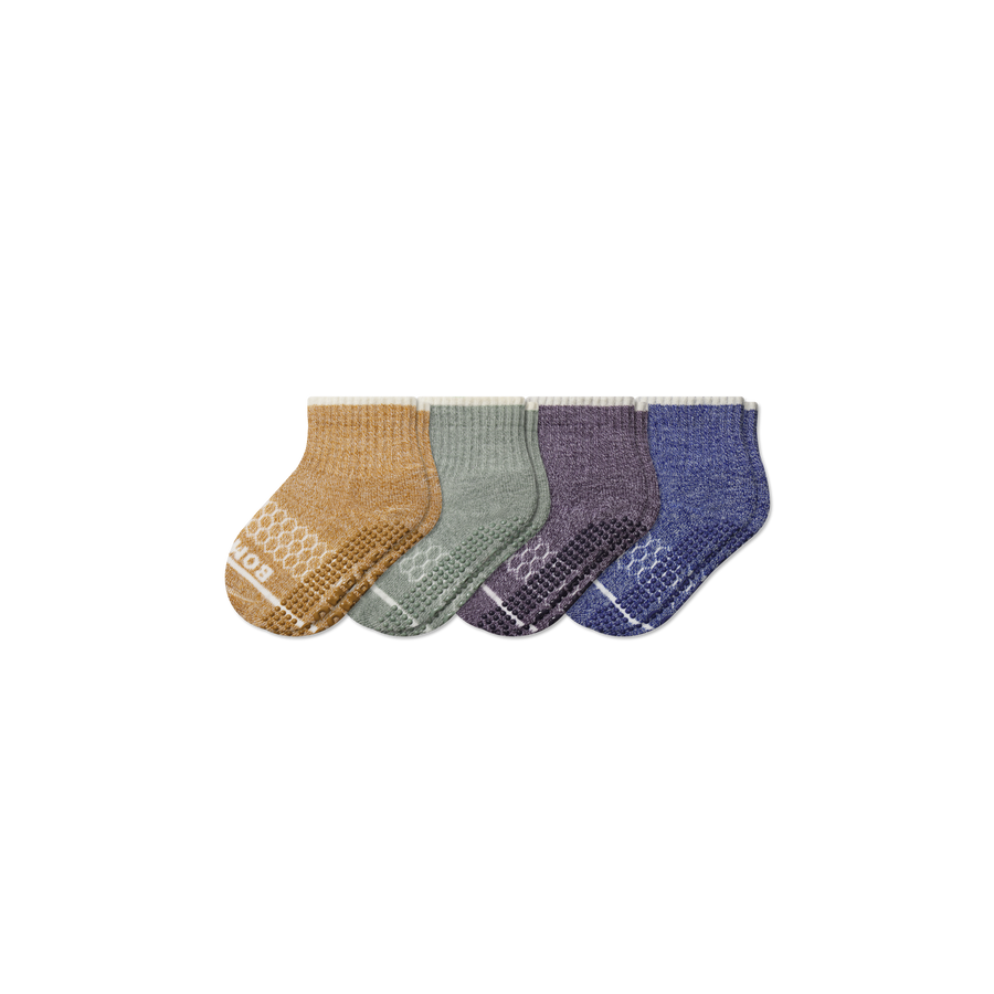 Toddler Merino Wool Blend Gripper Calf Sock 4-Pack - Light Cushion