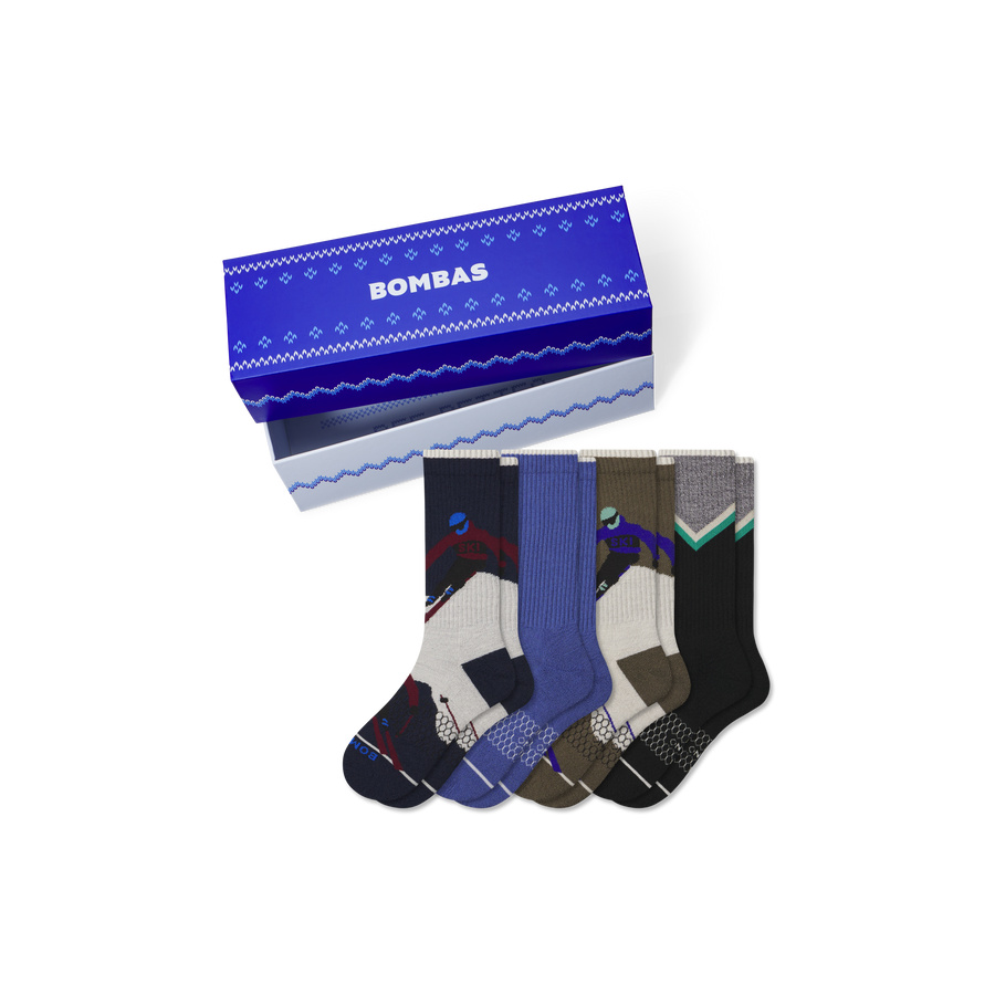 Men's Merino Wool Blend Calf Sock 4-Pack Gift Box - Light Cushion