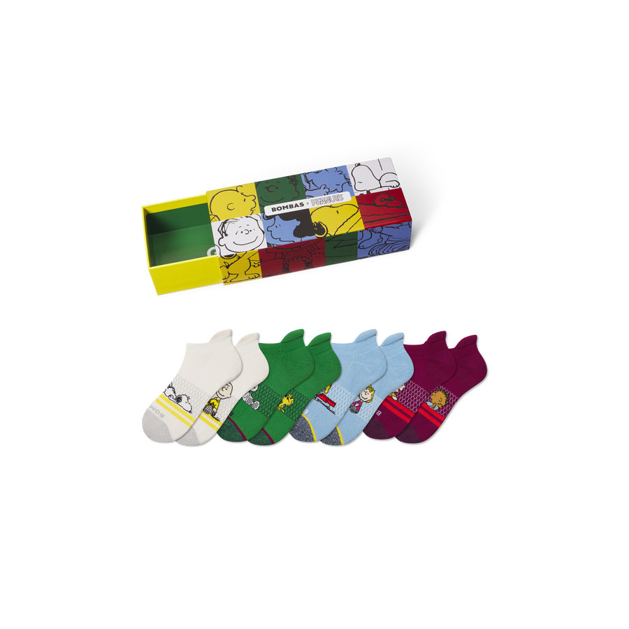 Peanuts x Bombas: Youth Ankle Sock 4-Pack Gift Box - Fresh Step