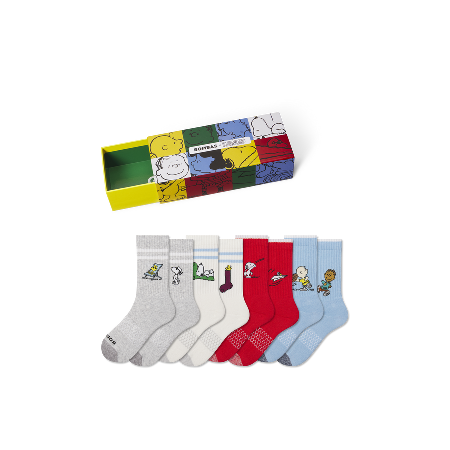 Peanuts x Bombas: Youth Calf Sock 4-Pack Gift Box - Daily Cushion