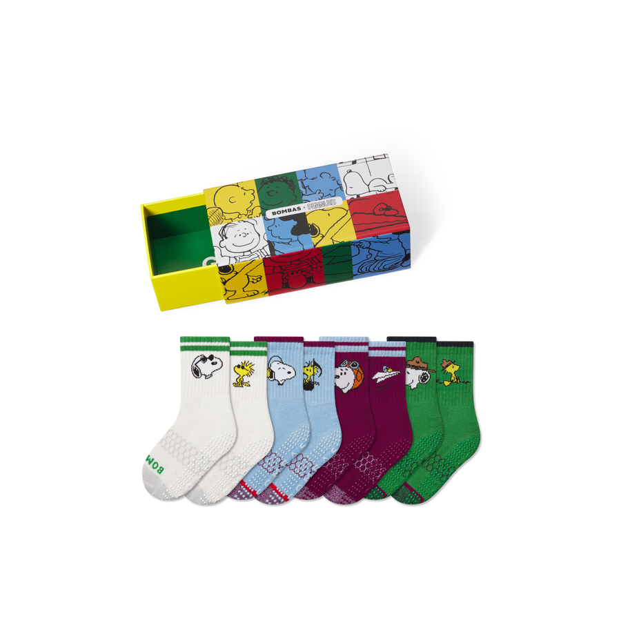 Peanuts x Bombas: Junior Gripper Calf Sock 4-Pack Gift Box - Fresh Choice