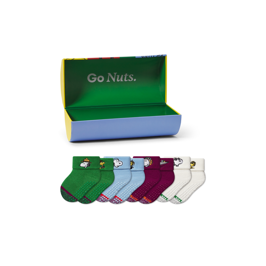 Peanuts x Bombas: Baby Gripper Calf Sock 4-Pack Gift Box (6-12 Months) - Clean Finish