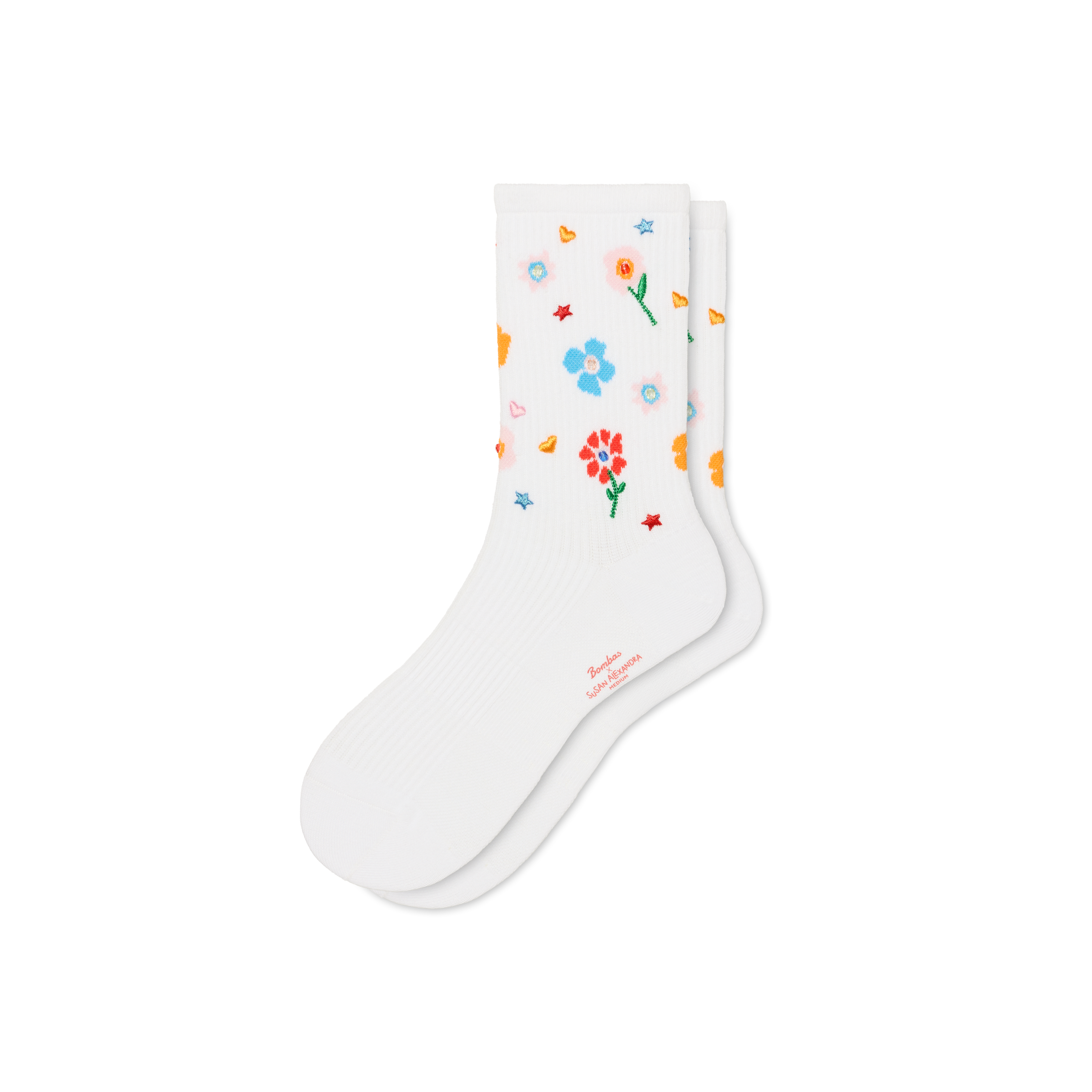 Lightweight Ribbed Half Calf Socks - White L [10344]