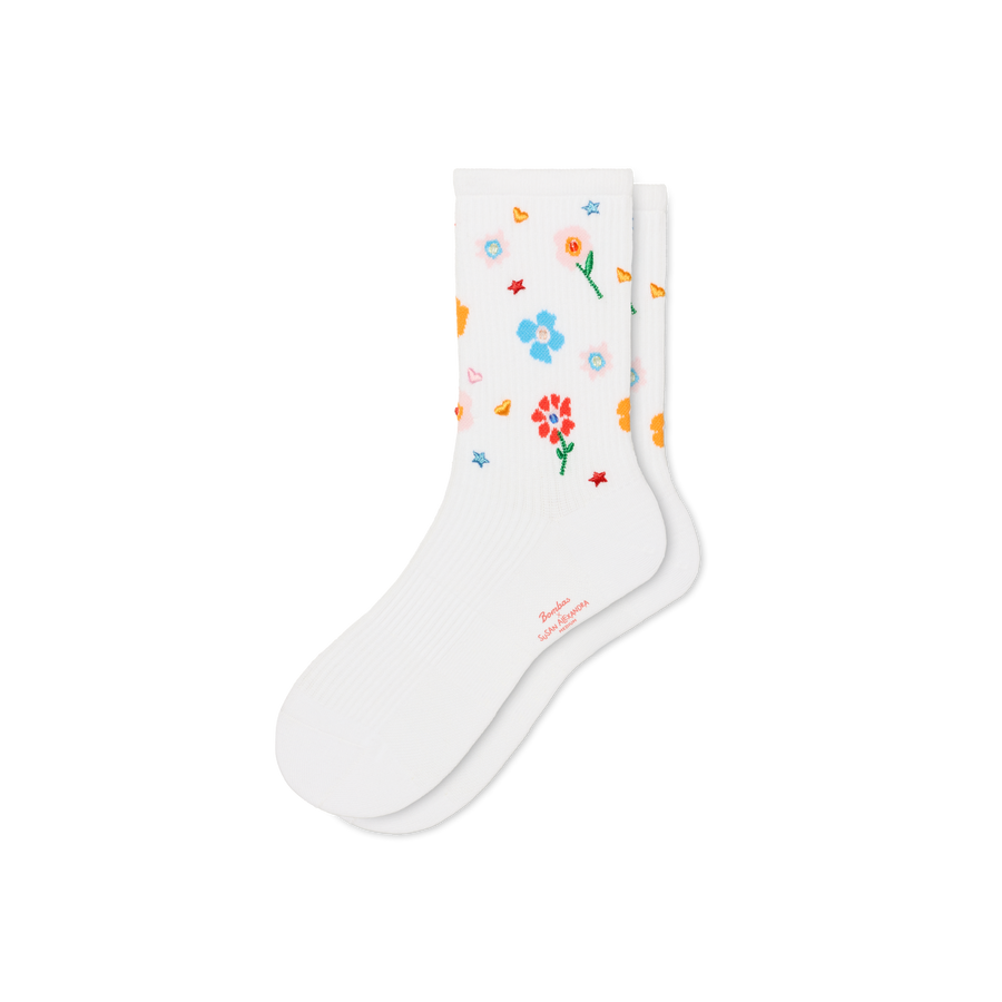 Bombas x Susan Alexandra Floral Embroidered Half Calf Socks - Essential Ready