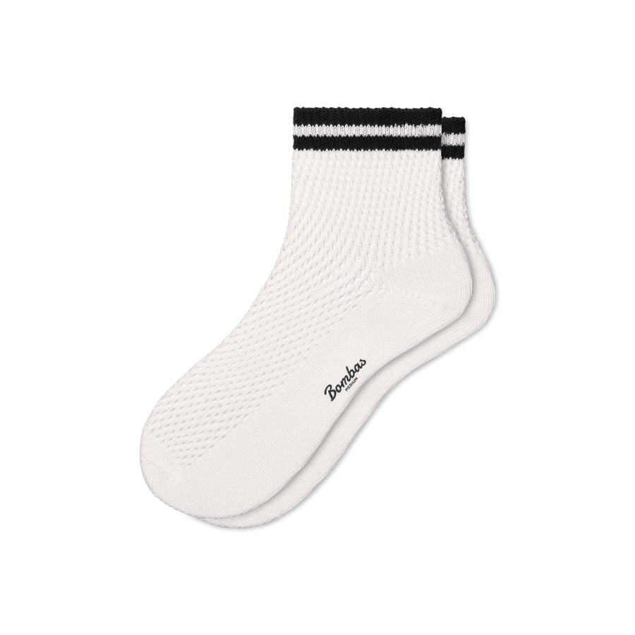 Women's Vintage Stripes Open Knit Quarter Socks - Ready Pick