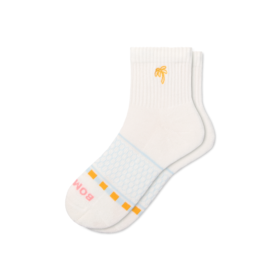 Women's Beach Day Embroidered Quarter Socks - Everyday Pair