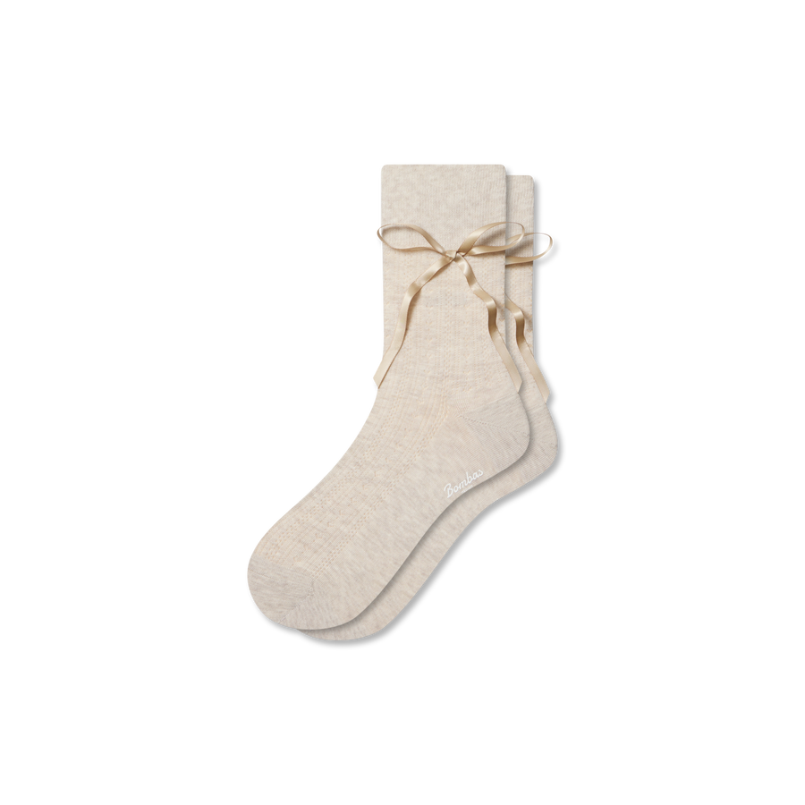 Women’s Pointelle Bow Half Calf Socks - Travel Pair