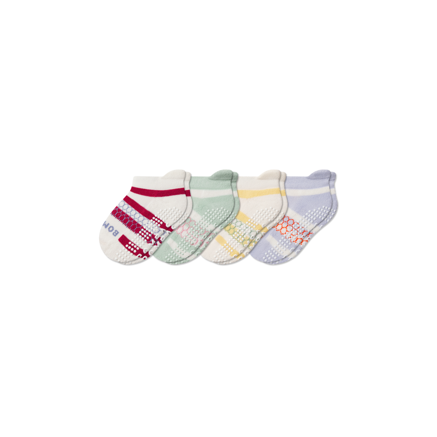 Toddler Stripes Gripper Ankle Sock 4-Pack - Daily Cushion