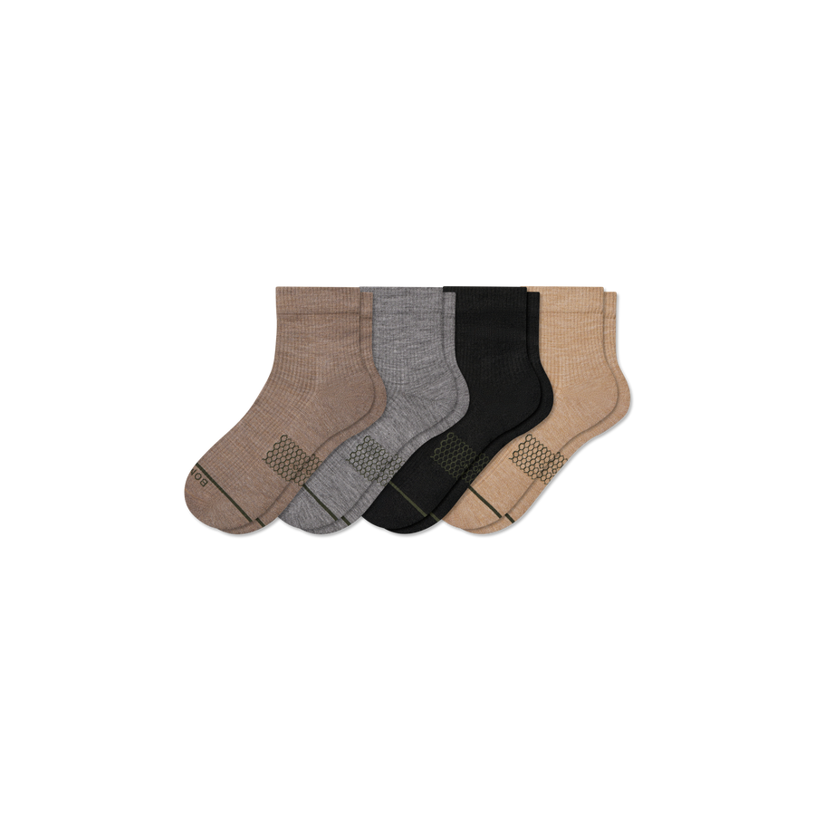 Women's Merino Wool Blend Modern Rib Quarter Sock 4-Pack - Clean Finish