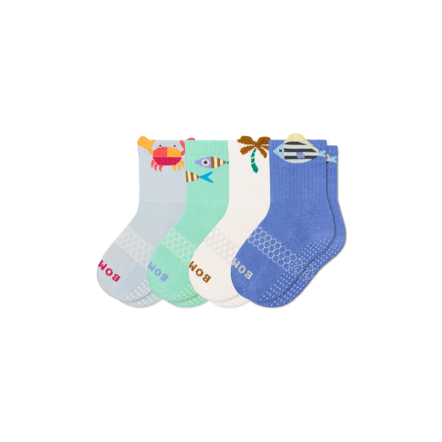 Junior Seaside Gripper Calf Sock 4-Pack - Classic Ready