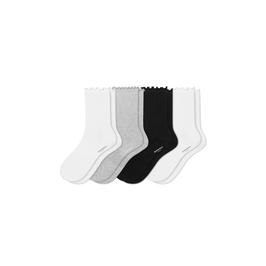 Women's Ruffle Rib Half Calf Sock 4-Pack - Travel Pair
