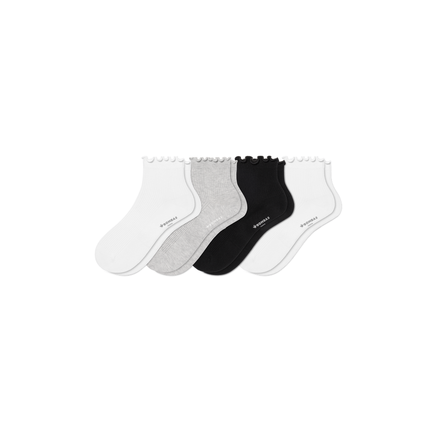 Youth Ruffle Rib Quarter Sock 4-Pack - Easy Pair