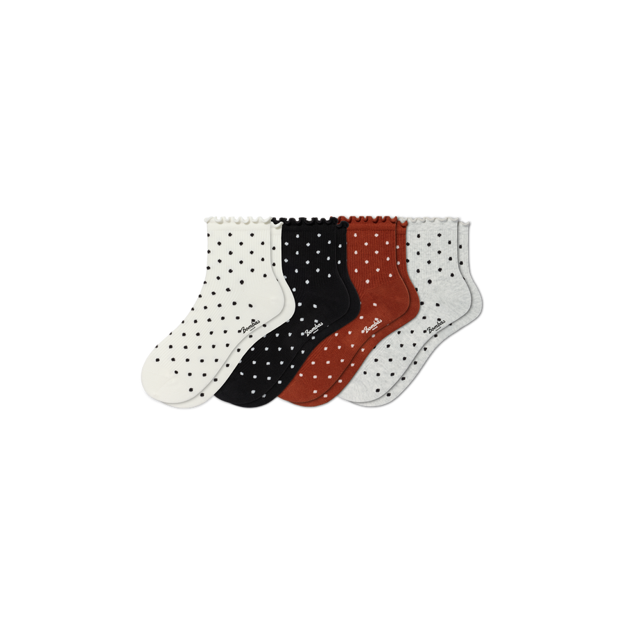 Women's Ruffle Rib Quarter Sock 4-Pack - Ready Pick