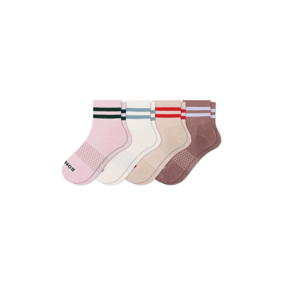Women's Vintage Stripes Quarter Sock 4-Pack - Clean Finish