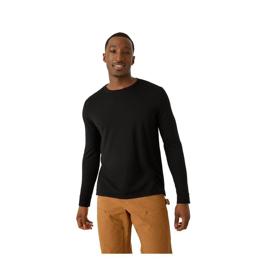 Men's Merino Wool Blend Crew Neck Long Sleeve T-Shirt - Fresh Fit