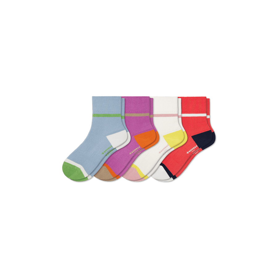 Youth Ribbed Quarter Sock 4-Pack - Ready Pick