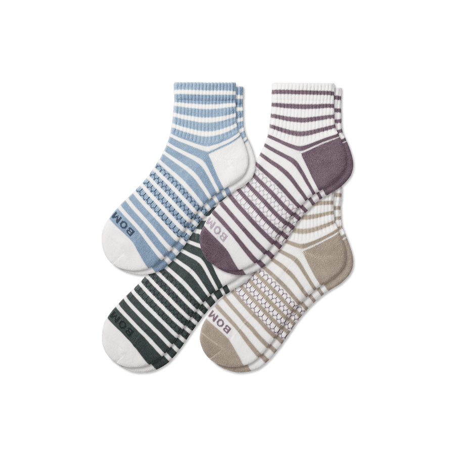Women's Coastal Stripe Quarter Sock 4-Pack - Fresh Step