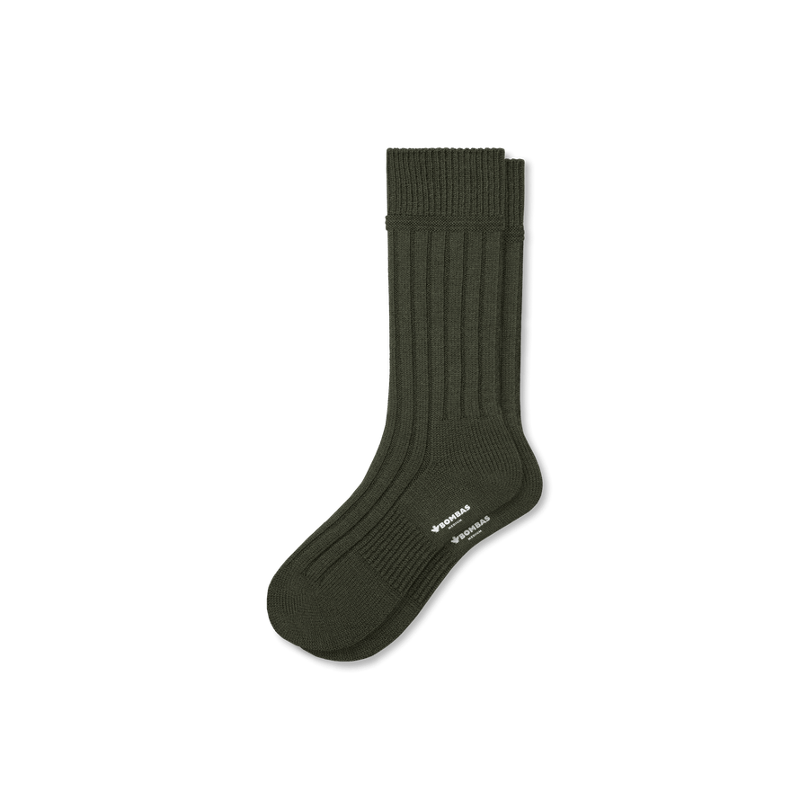 Men's Merino Cashmere Blend Rib Calf Socks - Modern Touch