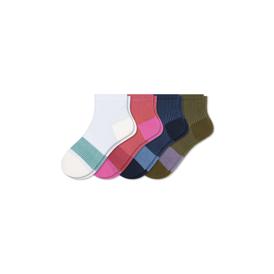 Youth Stripe Quarter Sock 4-Pack - Fresh Step