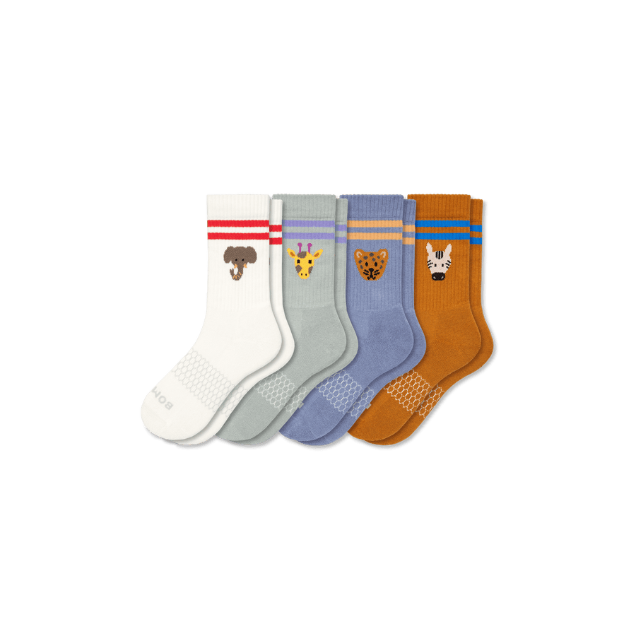 Youth Safari Stripe Calf Sock 4-Pack - Light Cushion