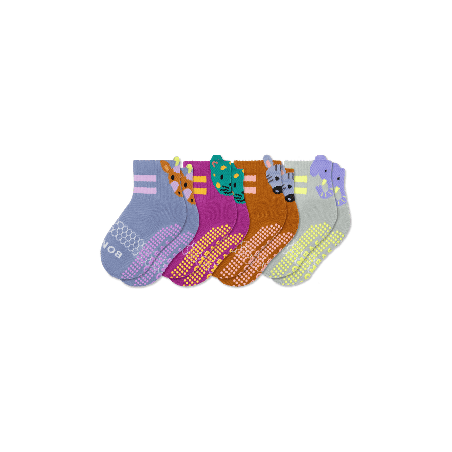 Toddler Safari Stripe Gripper Calf Sock 4-Pack - Travel Pair