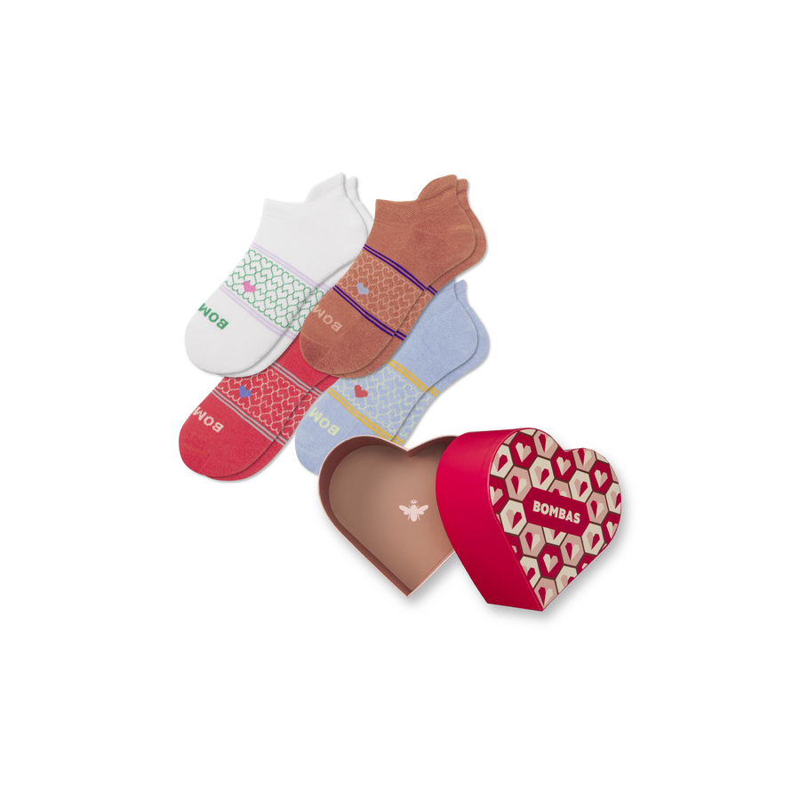 Women's Hearts Ankle Sock 4-Pack Gift Box - Soft Step