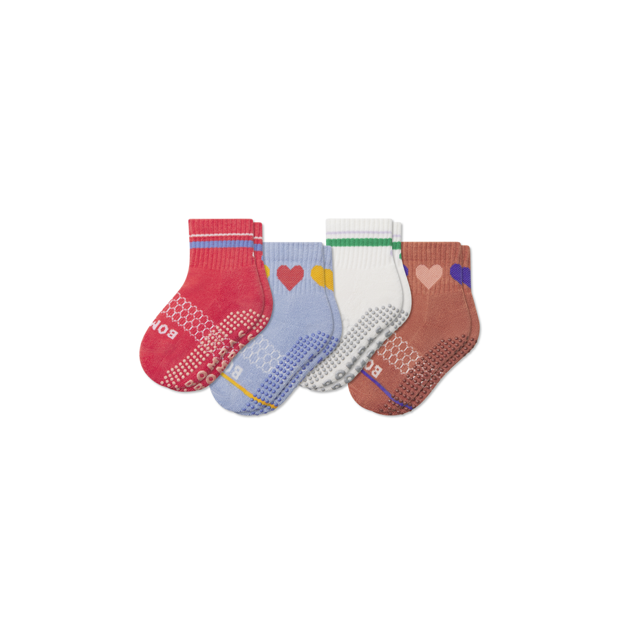 Toddler Hearts Gripper Calf Sock 4-Pack - Ready Pair