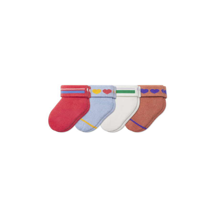 Baby Hearts Sock 4-Pack (0-6 Months) - Travel Pair