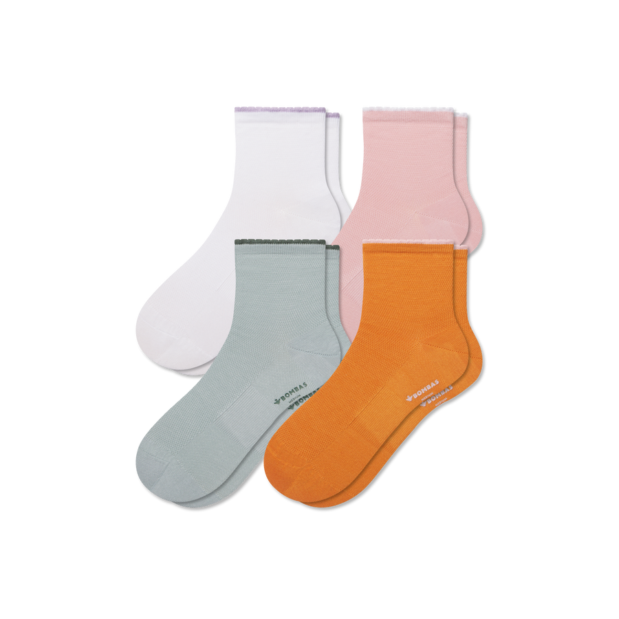 Women’s Scallop Cuff Quarter Sock 4-Pack - Daily Cushion