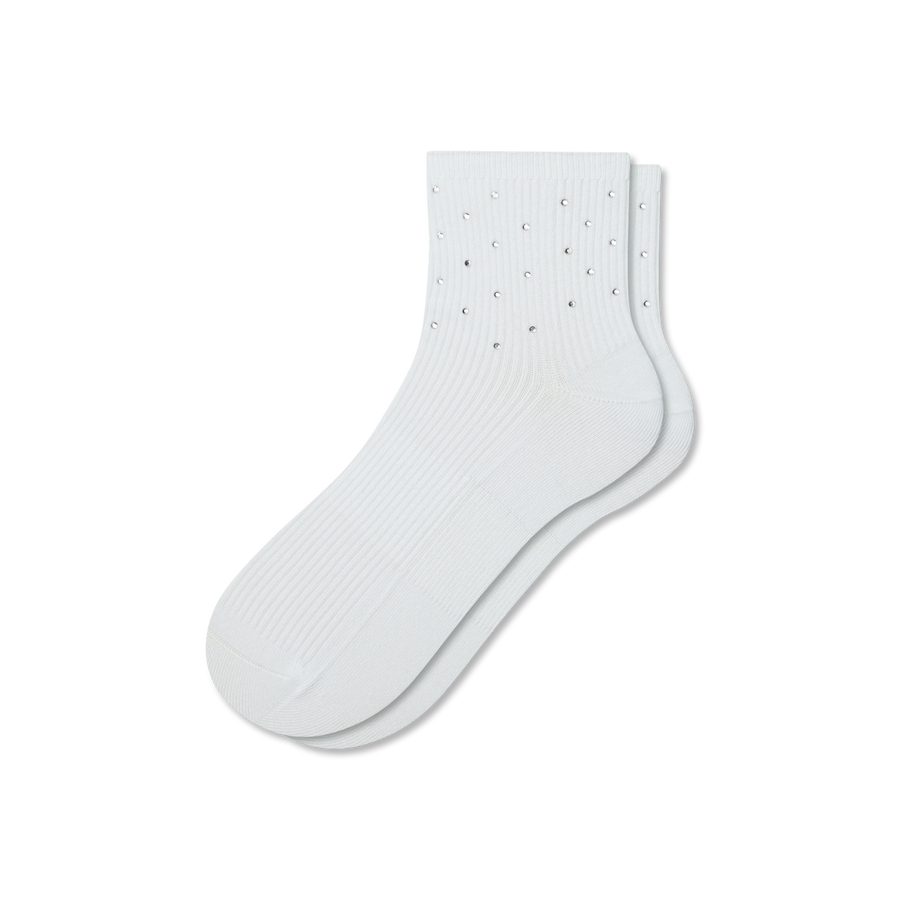 Women’s Rhinestone Rib Quarter Socks - Simple Style
