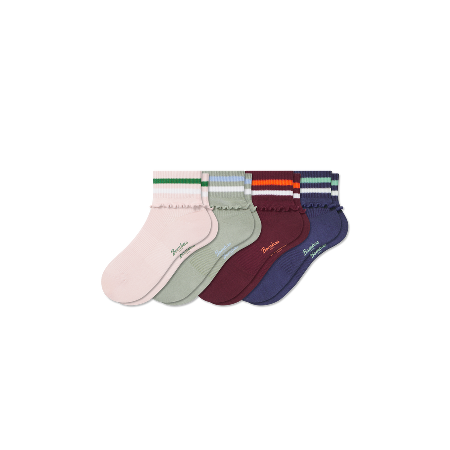 Youth Ruffle Quarter Sock 4-Pack - Fresh Choice