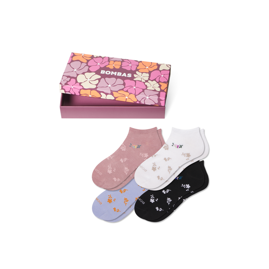 Women's Floral Ankle Sock 4-Pack Gift Box - Clean Finish