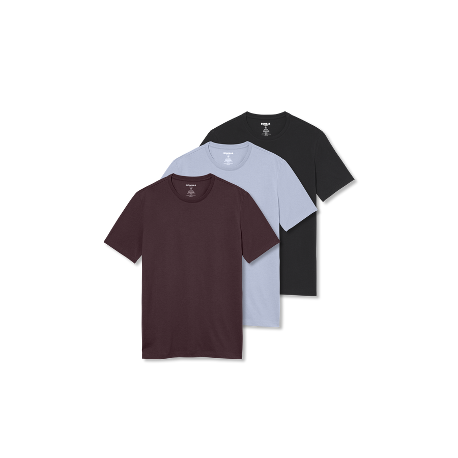 Men's Pima Cotton Slim Crew Neck T-Shirt 3-Pack - Simple Style