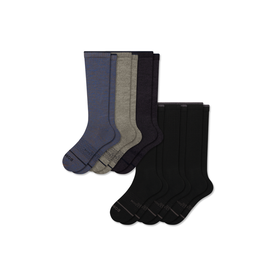 Men's Merino Wool Blend Knee High Sock 6-Pack (15-20mmHg) - Simple Style