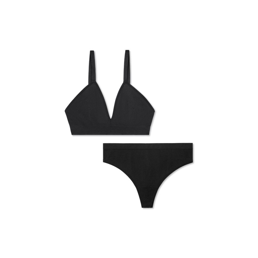 Women's Seamless Triangle Bralette + Thong Pack - Easy Stretch