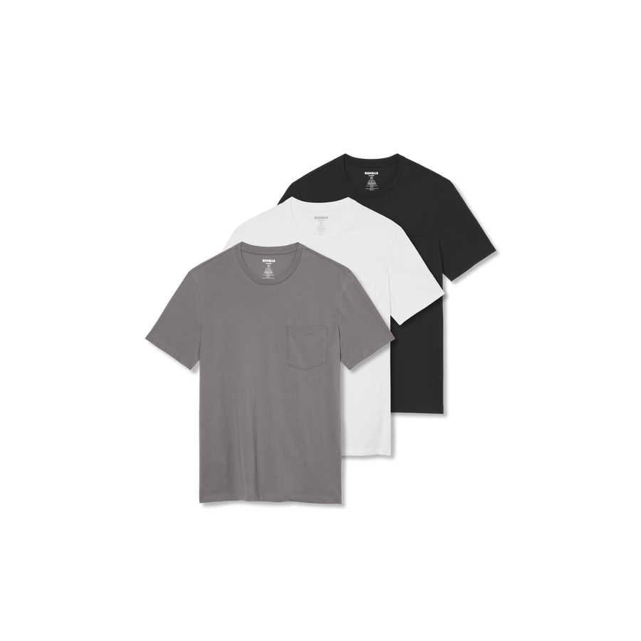 Men's Pima Cotton Pocket Crew Neck T-Shirt 3-Pack - Light Cushion