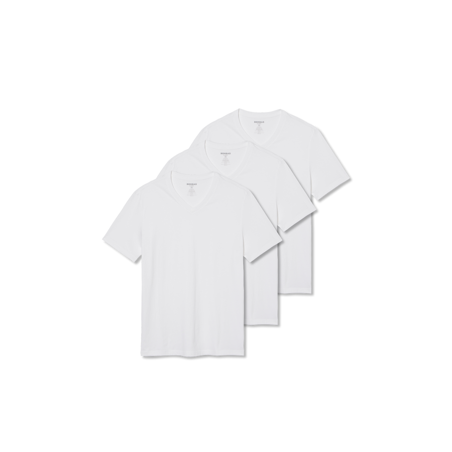 Men's Pima Cotton V-Neck T-Shirt 3-Pack - Soft Support