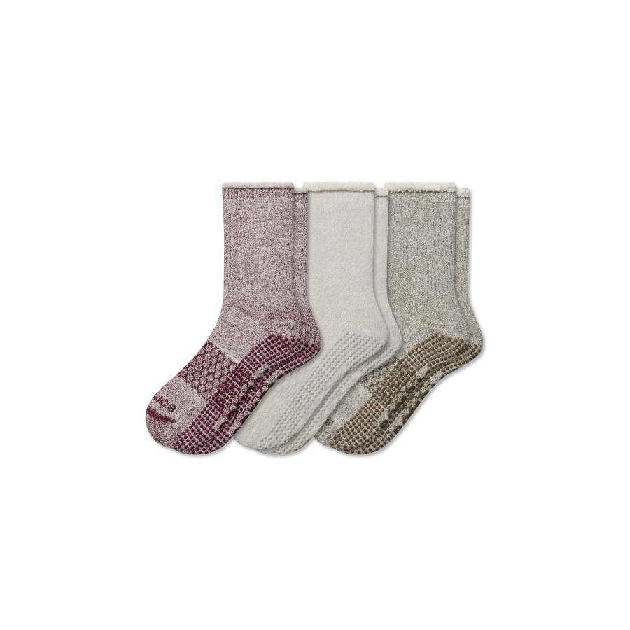 Women’s Roll-Top Merino Blend Gripper House Sock 3-Pack - All Day Fit