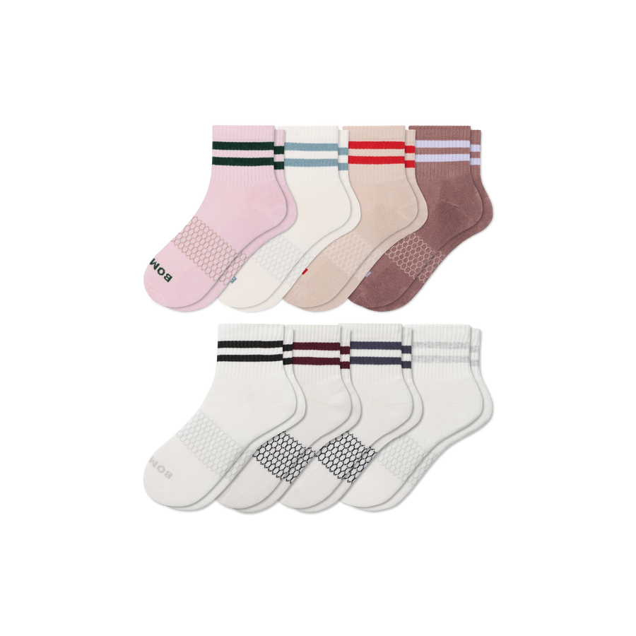 Women's Vintage Stripes Quarter Sock 8-Pack - Daily Cushion
