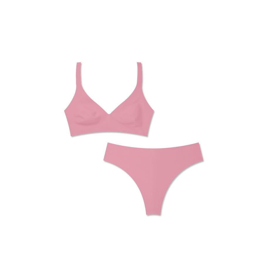 Women’s No Show Plunge Bralette + Thong Pack - Easy Stretch