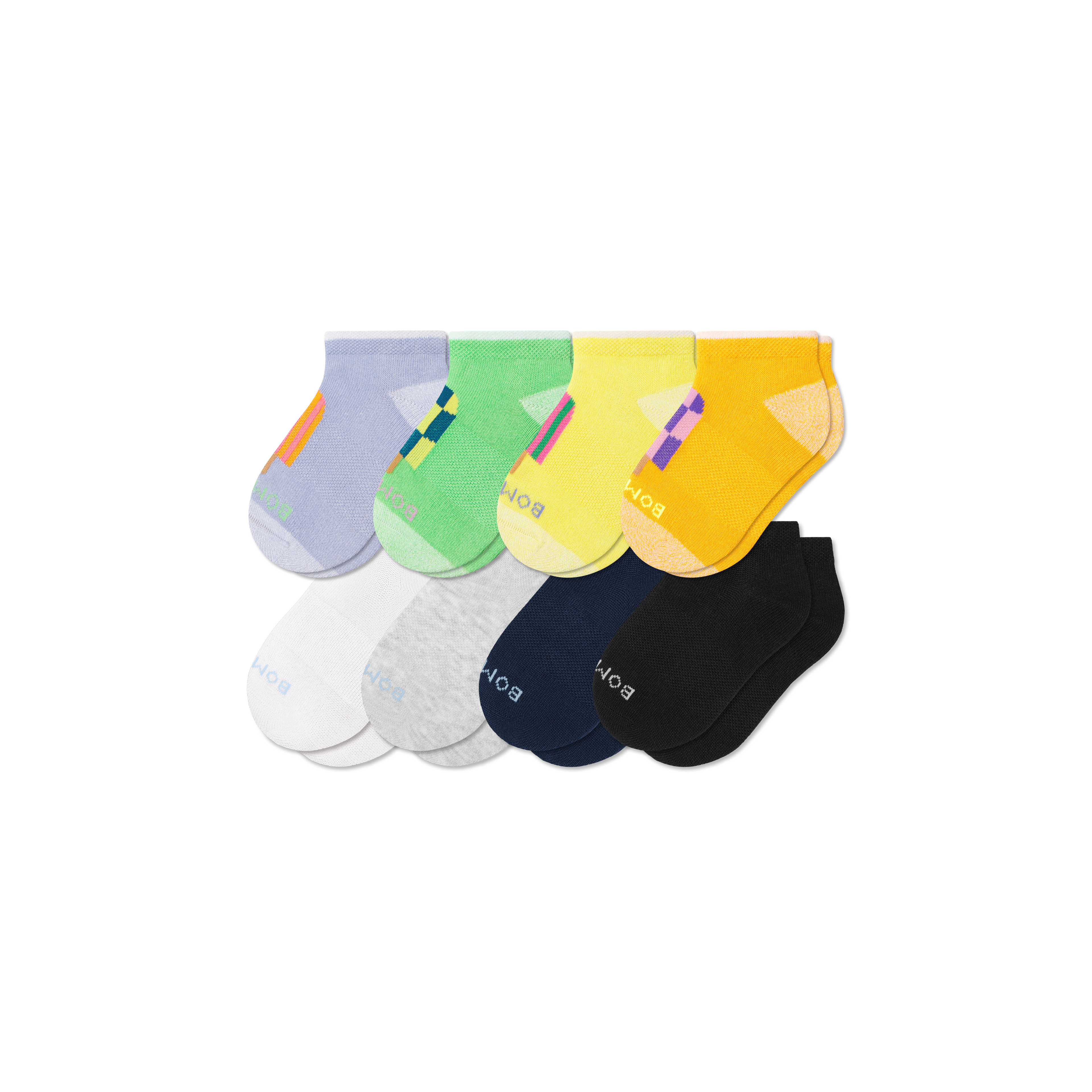 Junior Lightweight Ankle Sock 8-Pack - Glow Pop Multi Mix L
