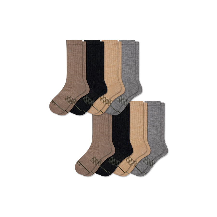 Men's Merino Wool Blend Modern Rib Calf Sock 8-Pack - Simple Style