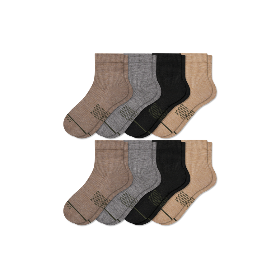 Women's Merino Wool Blend Modern Rib Quarter Sock 8-Pack - Daily Cushion