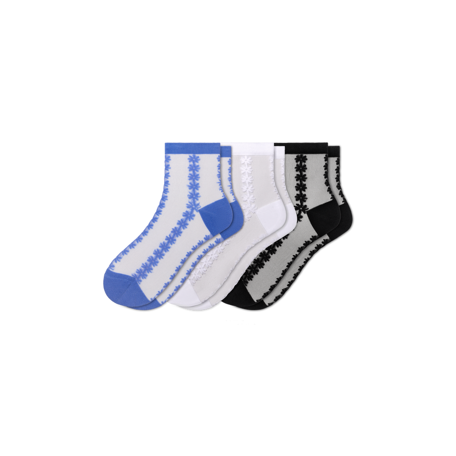 Women’s Sheer Quarter Sock 3-Pack - Daily Cushion