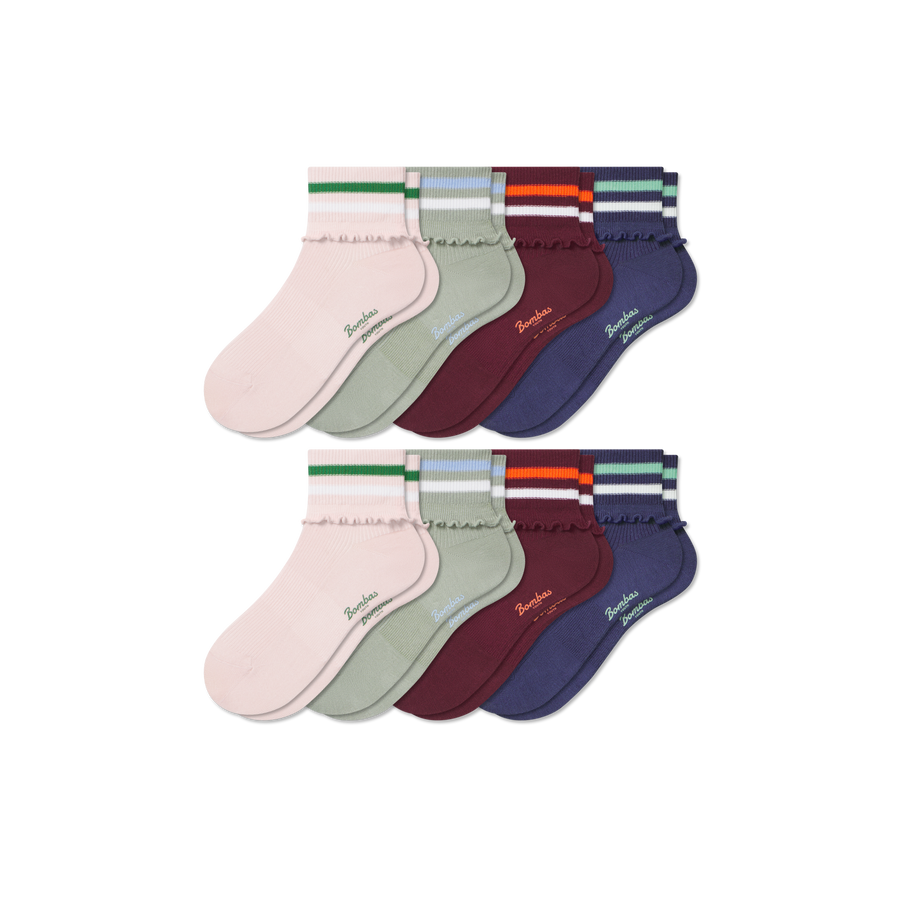Youth Ruffle Quarter Sock 8-Pack - Easy Choice