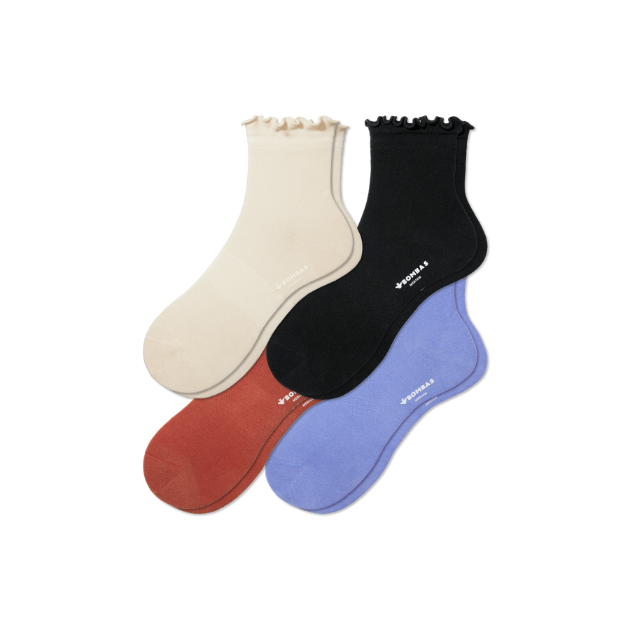 Women's Frill Quarter Sock 4-Pack - Everyday Pair
