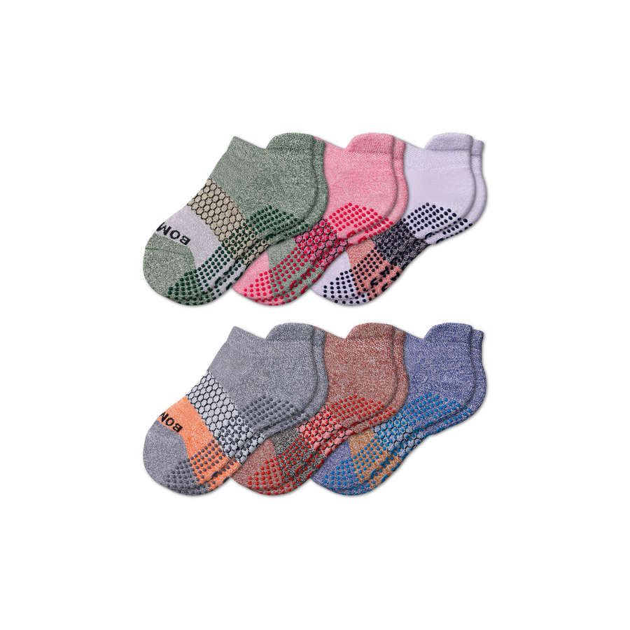 Youth Tri-Block Gripper Ankle Sock 6-Pack - Travel Pair