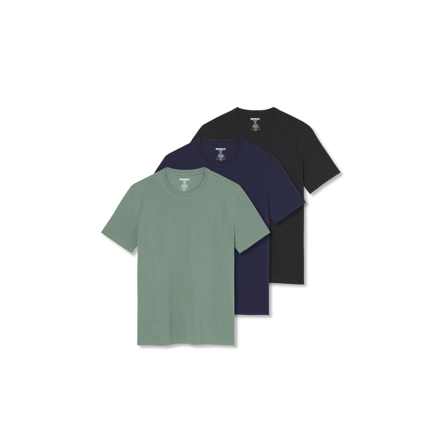 Men's Pima Cotton Crew Neck T-Shirt 3-Pack - Weekend Comfort